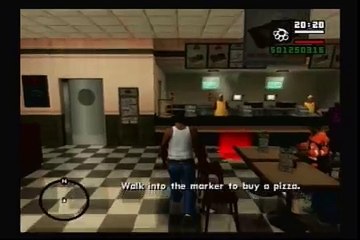 gta San Andreas cj and ryder rob the pizza stack