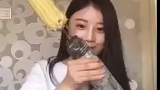 Funny - Girl uses a corn on a drill and gets her hair stuck in it, and pulls off her hair!