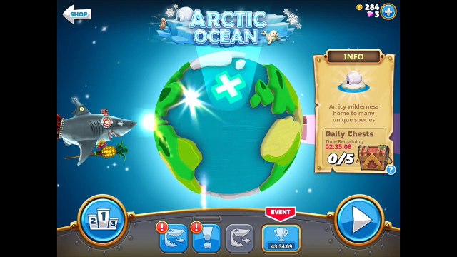 Unlocking Bull Shark and Arctic Ocean! Hungry Shark World.