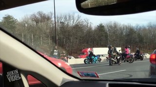 Motorcycle Crew Stops Freeway | Unplanned Bike Show