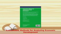 PDF  Econometric Methods for Analyzing Economic Development Read Online