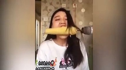 Woman's hair pulled from head when she doing some fun with drill machine