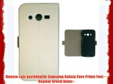 Housse cuir portefeuille Samsung Galaxy Core Prime Foot - - Neymar Brésil blanc -