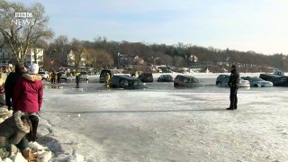 Frozen car park unexpectedly melts - BBC News