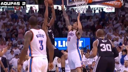Le dunk 2 mains de Kawhi Leonard sur Steven Adams (Game 4 2016)