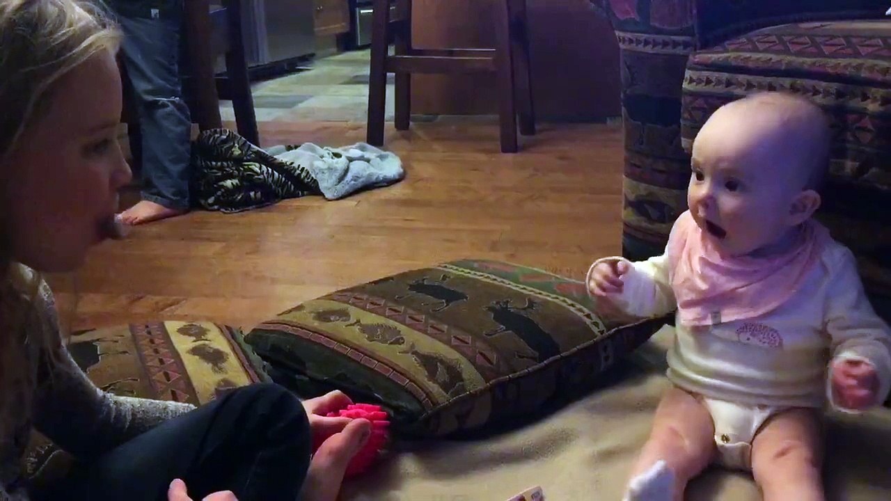 Kid watching bubble firs time