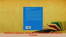 Download  Military Logistics Research Advances and Future Trends  Read Online