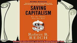 new book  Saving Capitalism For the Many Not the Few