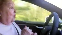 Grandmother Freak Out Behind The Wheel of Self-Driving Tesla