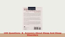 PDF  100 Questions    Answers About Sleep And Sleep Disorders PDF Book Free