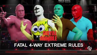 WWE 2K16 Spongebob vs Patrick vs squidward vs MR.Crabs