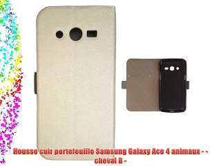 Housse cuir portefeuille Samsung Galaxy Ace 4 animaux - - cheval B -