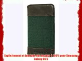 Bouletta BookCase Canvas Vert cuir véritable Book Case Housse Étui Poche pour Samsung Galaxy