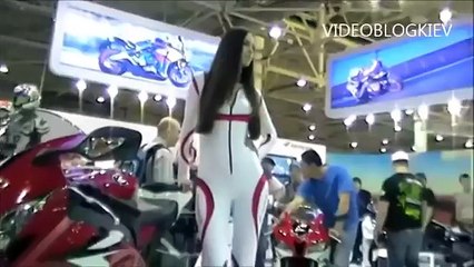 Motorcycle Exhibition and beautiful girl