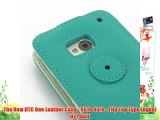 The New HTC One Leather Case - 801e 801s - Flip Top Type (Aqua) by Pdair