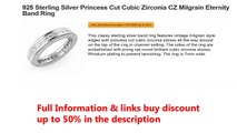 925 Sterling Silver Princess Cut Cubic Zirconia CZ Milgrain Eternity Band Ring