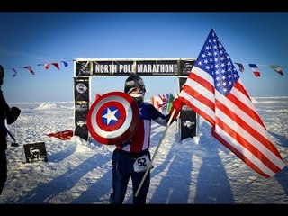Captain America Runs North Pole Marathon