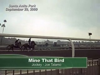 Joe Talamo and Chip Woolley work Kentucky Derby winner, Mine That Bird, Santa Anita Park, 9 29 09