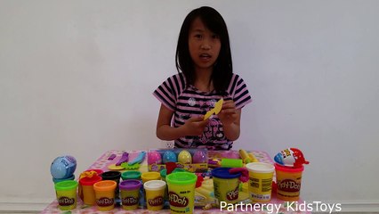 Play Doh Surprise Eggs Making Pizza Fun Balloon Popping Learning Colors