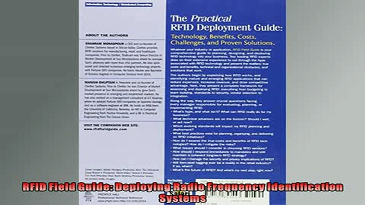 FREE DOWNLOAD  RFID Field Guide Deploying Radio Frequency Identification Systems  BOOK ONLINE