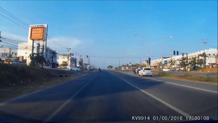 Motorcycle Near Miss With Oncoming Car