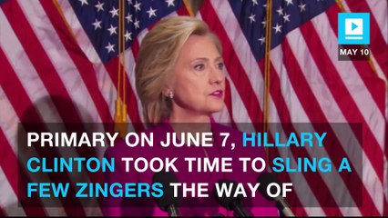 Clinton cracks Trump joke, calls him GOP's 'presumptuous nominee'