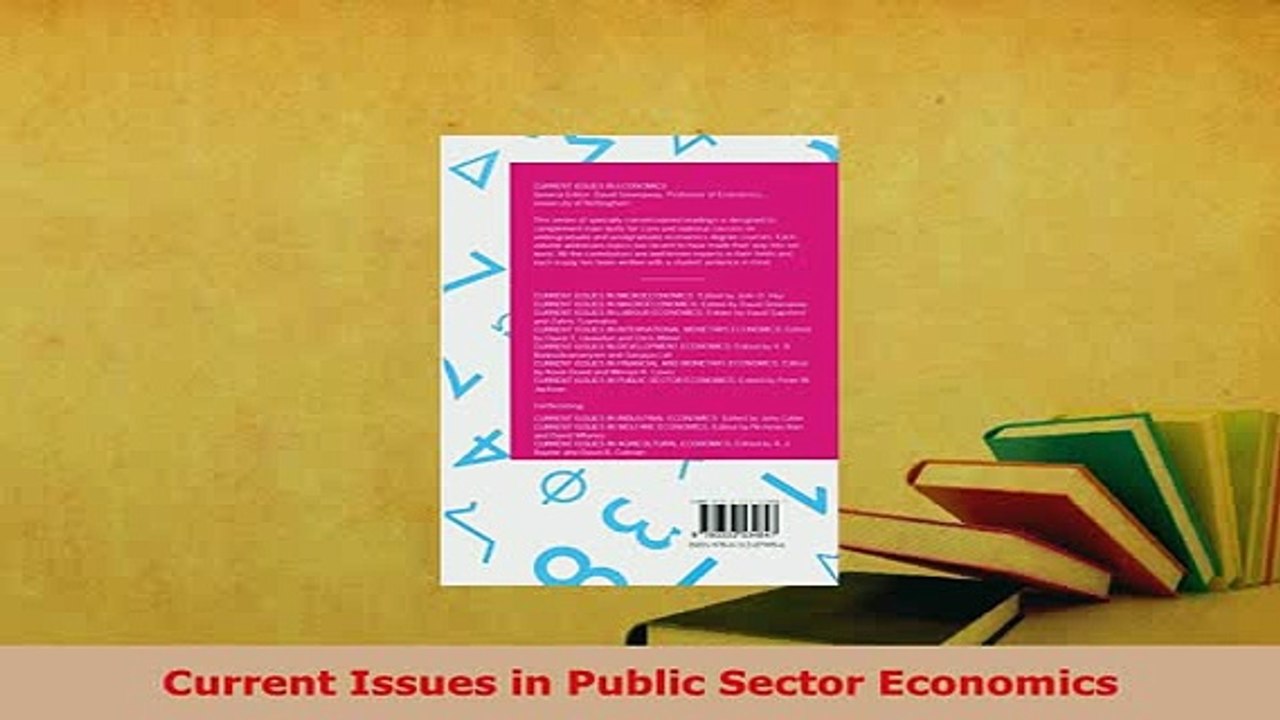Download  Current Issues in Public Sector Economics Download Full Ebook