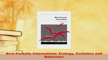 PDF  BirdParasite Interactions Ecology Evolution and Behaviour Download Full Ebook