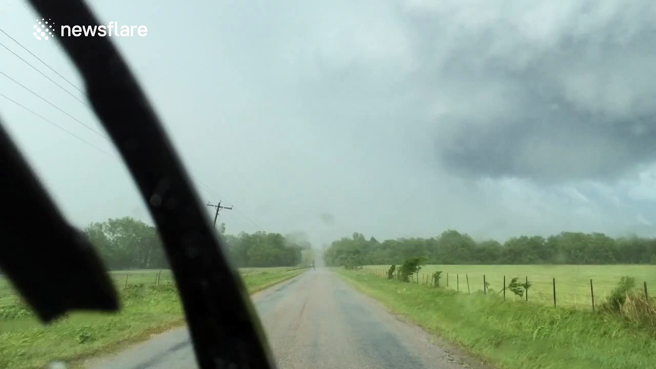 Power poles ripped out of the ground by twister in Oklahoma