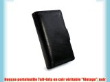 Tuff-Luv Vintage Leather Wallet-Style Case Cover for Phones (free Screen Protector) - Black