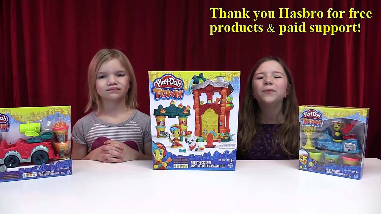 Play-Doh Town! Firehouse, Fire Truck, Police Motorcycle sets! | Time For Toys | Babyteeth4