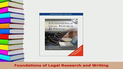 Download  Foundations of Legal Research and Writing Free Books