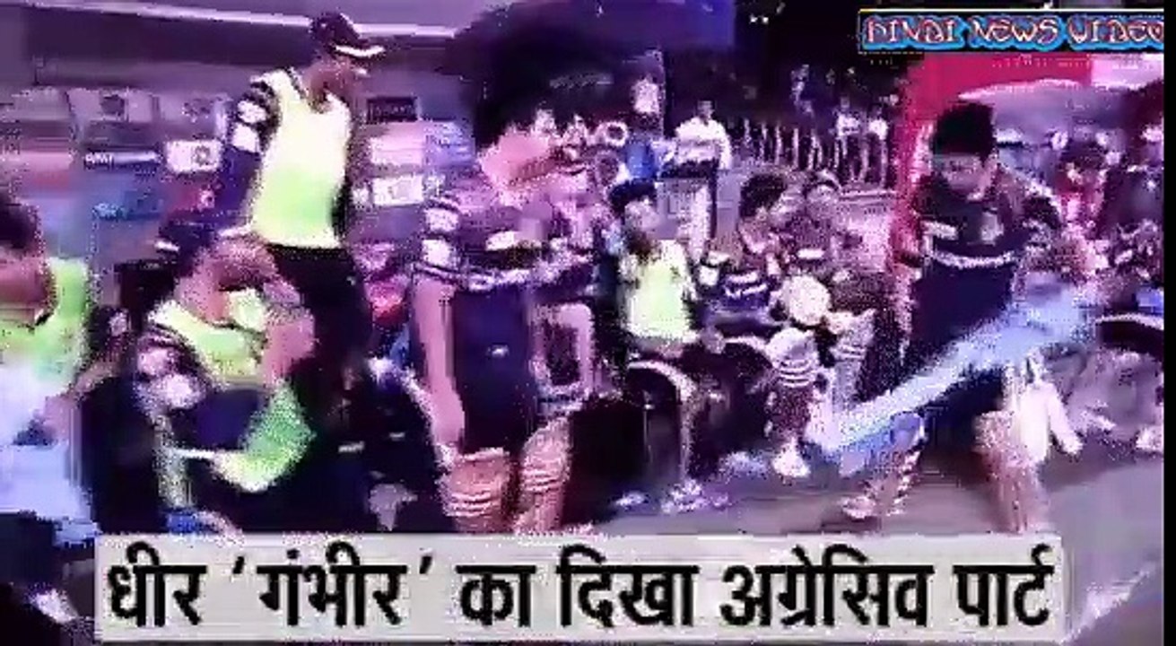gautam gambhir kicks the chair during the match