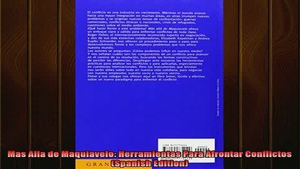 READ book  Mas Alla de Maquiavelo Herramientas Para Afrontar Conflictos Spanish Edition Full Free