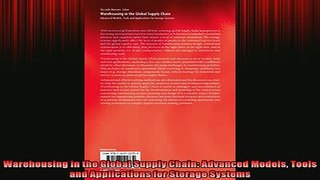 READ book  Warehousing in the Global Supply Chain Advanced Models Tools and Applications for Storage Full Free