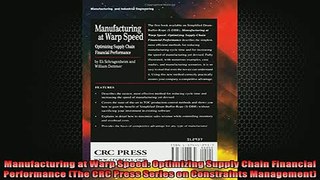 READ book  Manufacturing at Warp Speed Optimizing Supply Chain Financial Performance The CRC Press Full Free