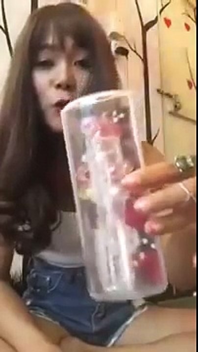 Beautiful girl using condoms guide