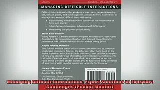 READ book  Managing Difficult Interactions Expert Solutions to Everyday Challenges Pocket Mentor Full Free