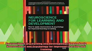best book  Neuroscience for Learning and Development How to Apply Neuroscience and Psychology for