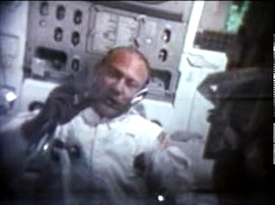 Apollo 11 Lunar Module pilot Buzz Aldrin describes bite size food items and bread with ham spread