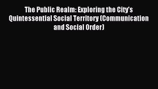 Read The Public Realm: Exploring the City's Quintessential Social Territory (Communication