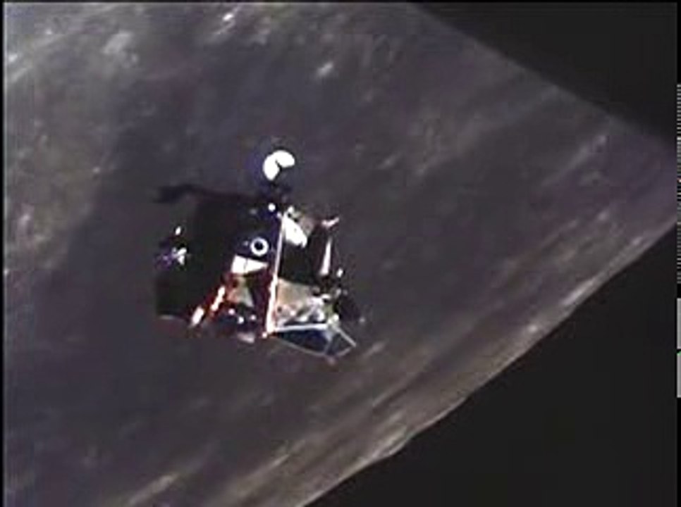 The Apollo 11 Lunar Module rotating to prepare for its rendezvous with the Command Module