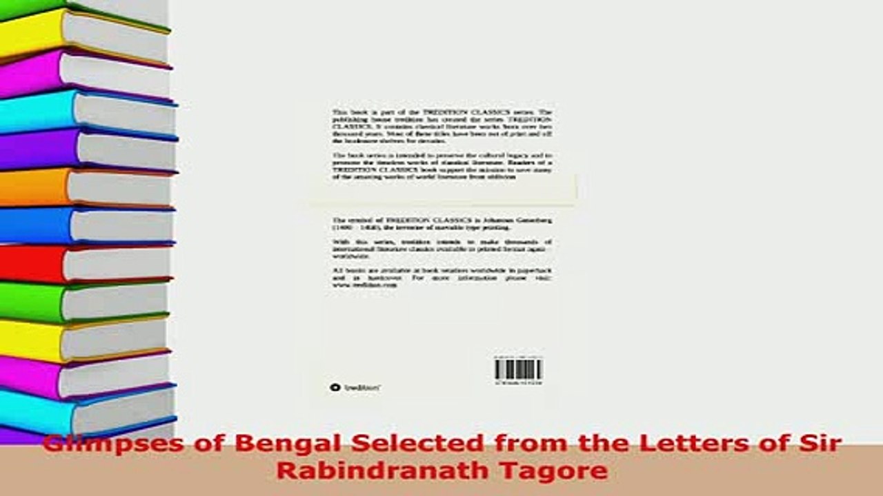 PDF  Glimpses of Bengal Selected from the Letters of Sir Rabindranath Tagore  Read Online