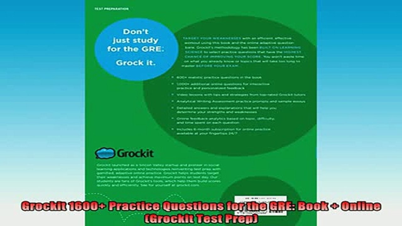 READ FREE FULL EBOOK DOWNLOAD  Grockit 1600 Practice Questions for the GRE Book  Online Grockit Test Prep Full Ebook Online Free