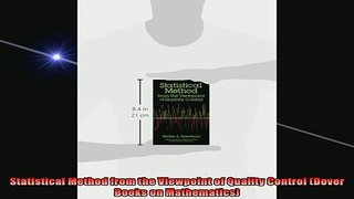 Downlaod Full PDF Free  Statistical Method from the Viewpoint of Quality Control Dover Books on Mathematics Full EBook