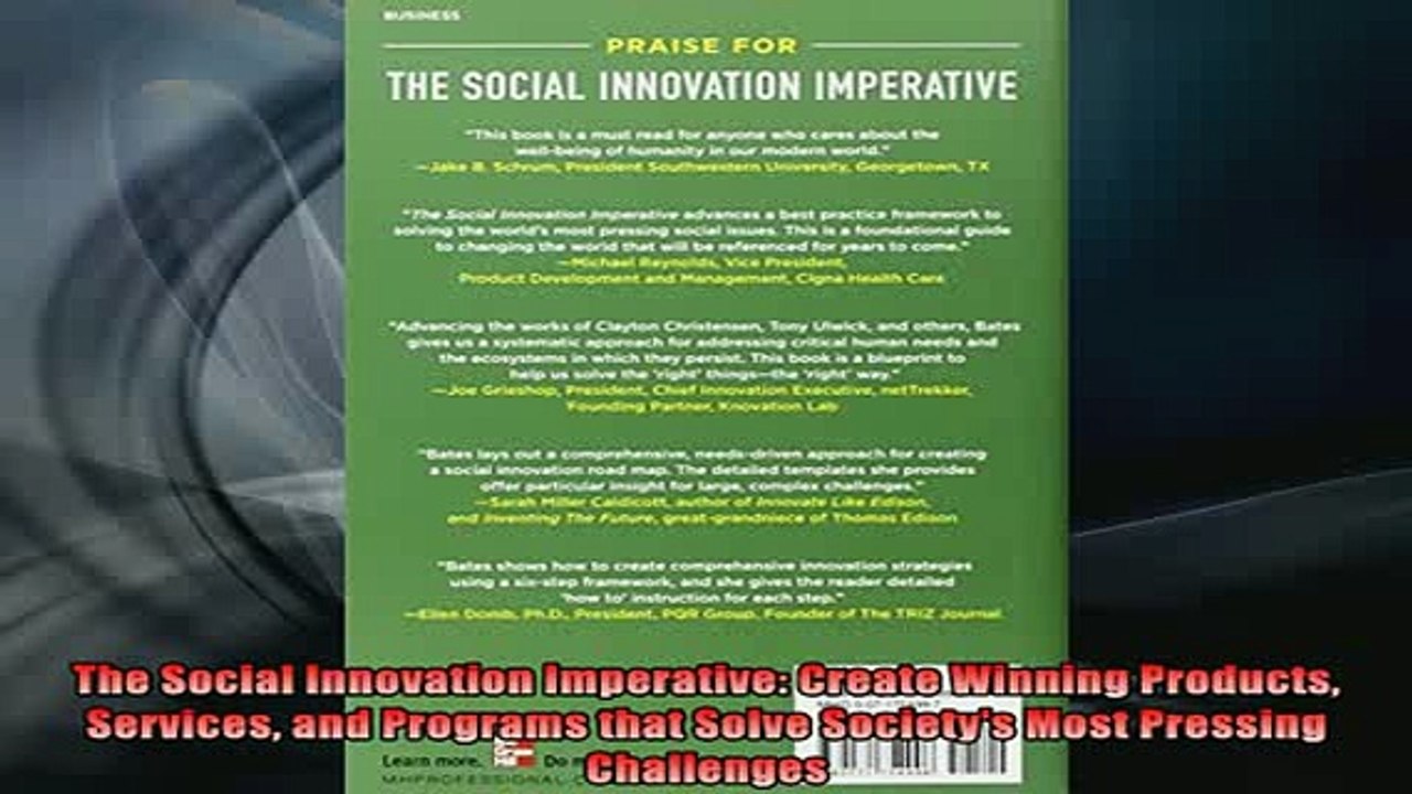 READ book  The Social Innovation Imperative Create Winning Products Services and Programs that Solve Full Free
