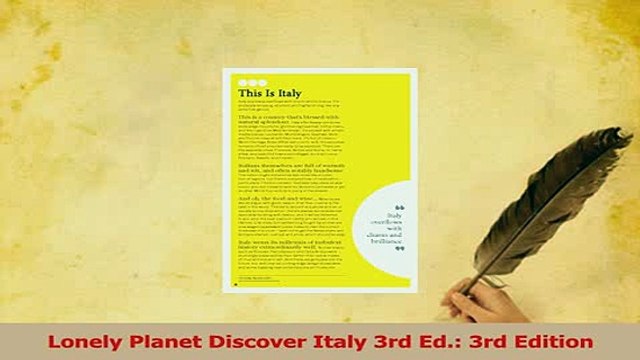 Read Lonely Planet Discover Italy 3rd Ed 3rd Edition Ebook Free