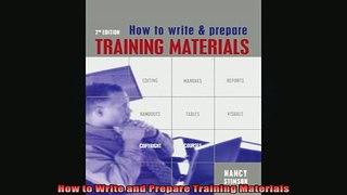 READ book  How to Write and Prepare Training Materials Online Free