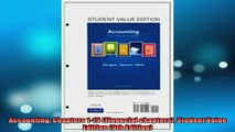 FREE DOWNLOAD  Accounting Chapters 115 Financial chapters Student Value Edition 9th Edition  BOOK ONLINE