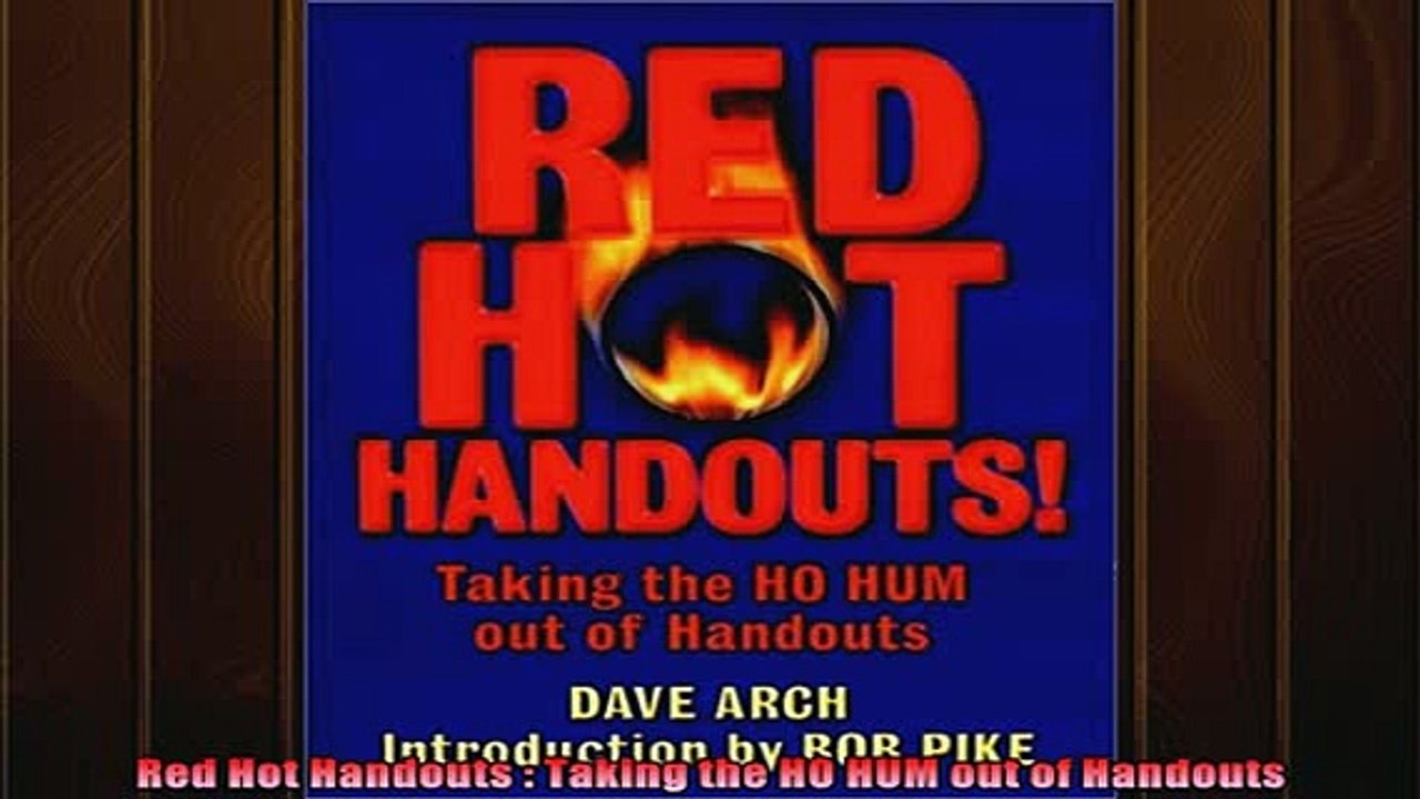 READ book  Red Hot Handouts  Taking the HO HUM out of Handouts Free Online
